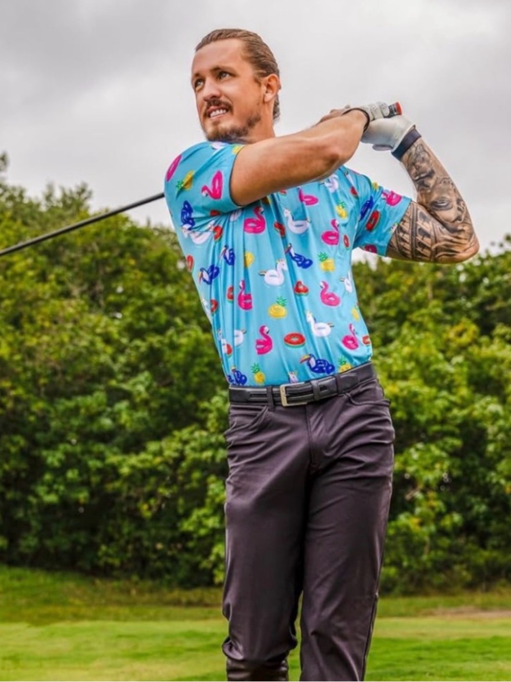 Proud 90 Golf is Fun Floaties Print Mens Polo size M